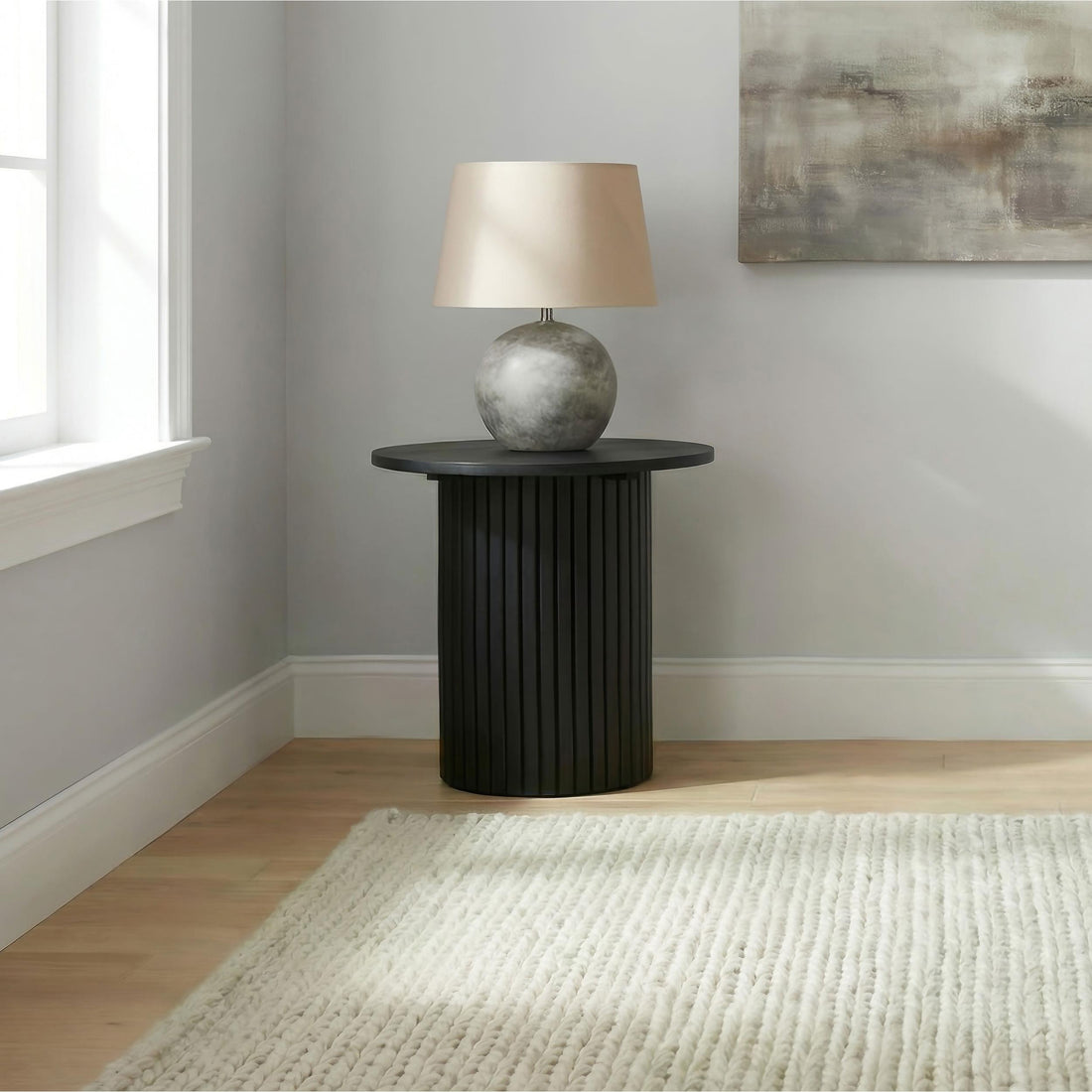 Coaster Furniture Hamlyn 706507 Round Fluted Occasional End Table - Black IMAGE 1