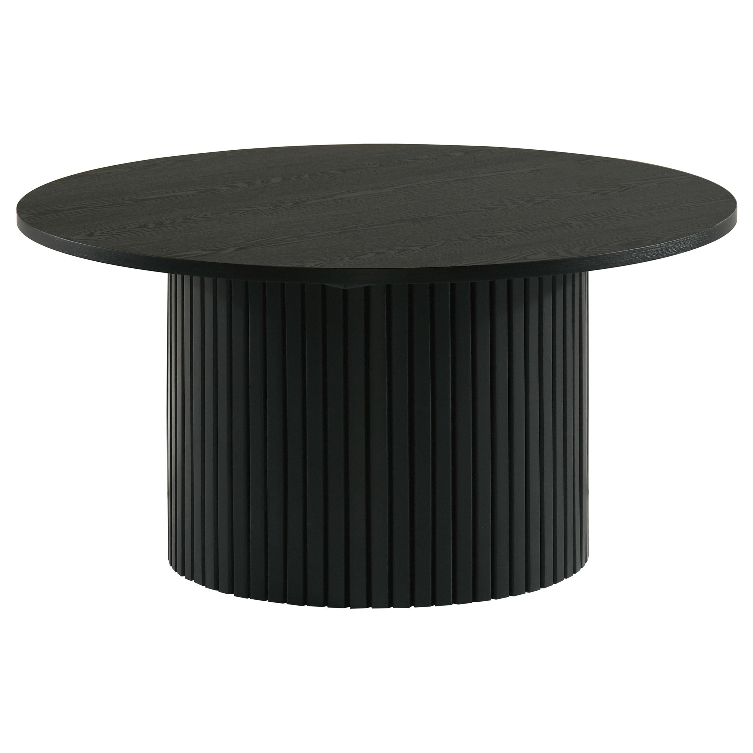  Coaster Furniture Hamlyn 706508 Round Fluted Occasional Coffee Table - Black IMAGE 1