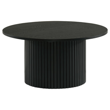  Coaster Furniture Hamlyn 706508 Round Fluted Occasional Coffee Table - Black IMAGE 1