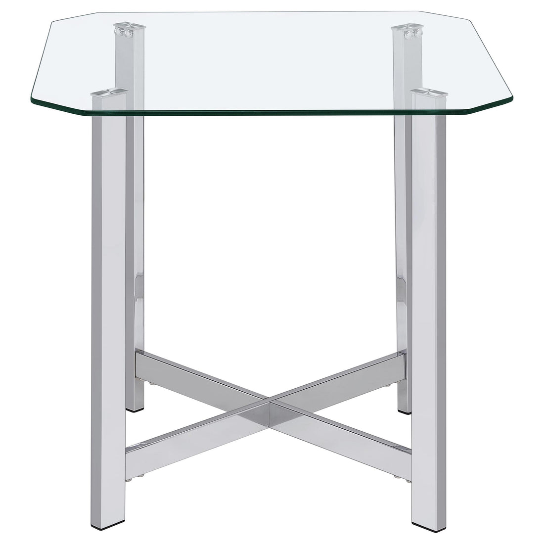  Coaster Furniture Cronin 706567 Square Tempered Glass Top End Table - Chrome IMAGE 1