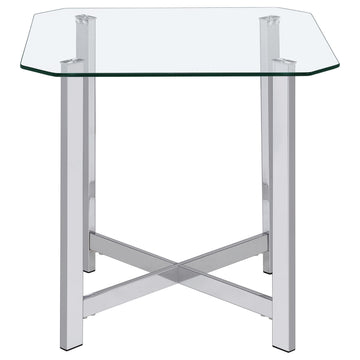  Coaster Furniture Cronin 706567 Square Tempered Glass Top End Table - Chrome IMAGE 1