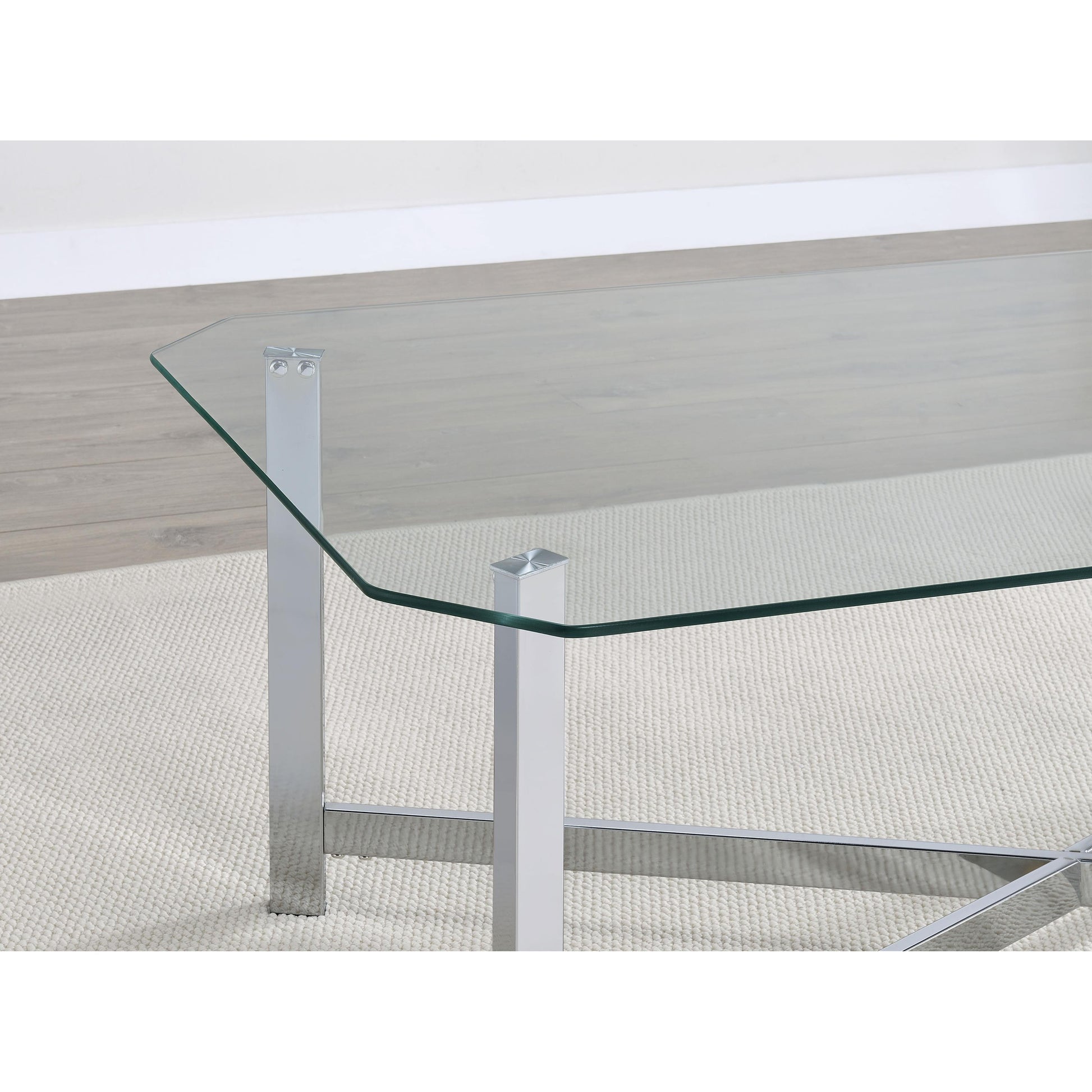  Coaster Furniture Cronin 706567 Square Tempered Glass Top End Table - Chrome IMAGE 5