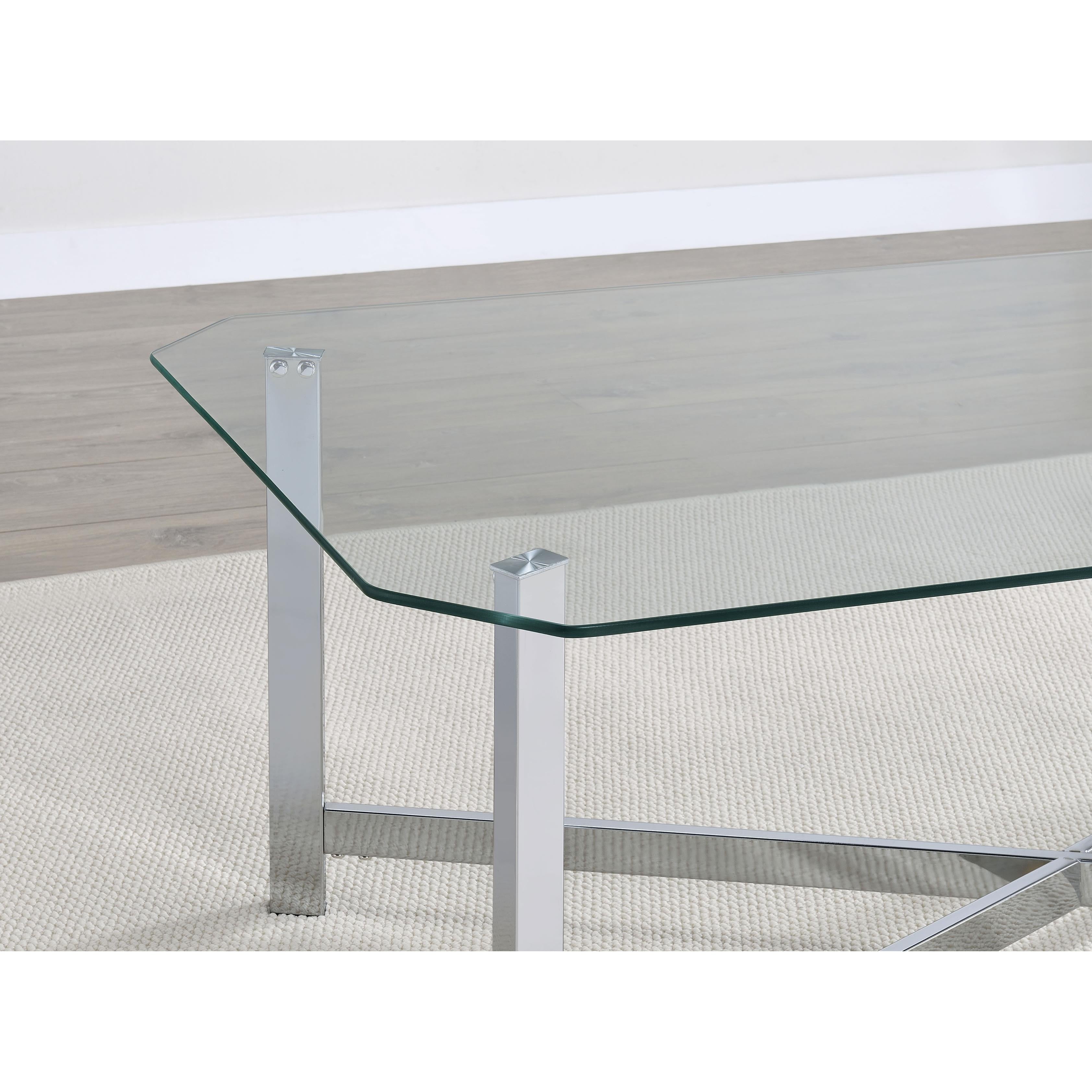  Coaster Furniture Cronin 706567 Square Tempered Glass Top End Table - Chrome IMAGE 5