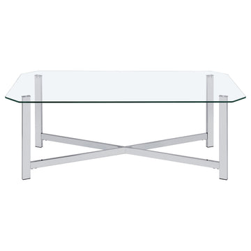  Coaster Furniture Cronin 706568 Rectangular Tempered Glass Top Coffee Table - Chrome IMAGE 1