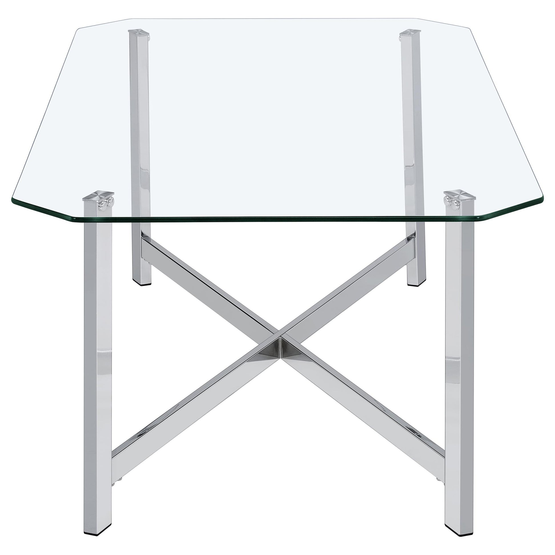  Coaster Furniture Cronin 706568 Rectangular Tempered Glass Top Coffee Table - Chrome IMAGE 4