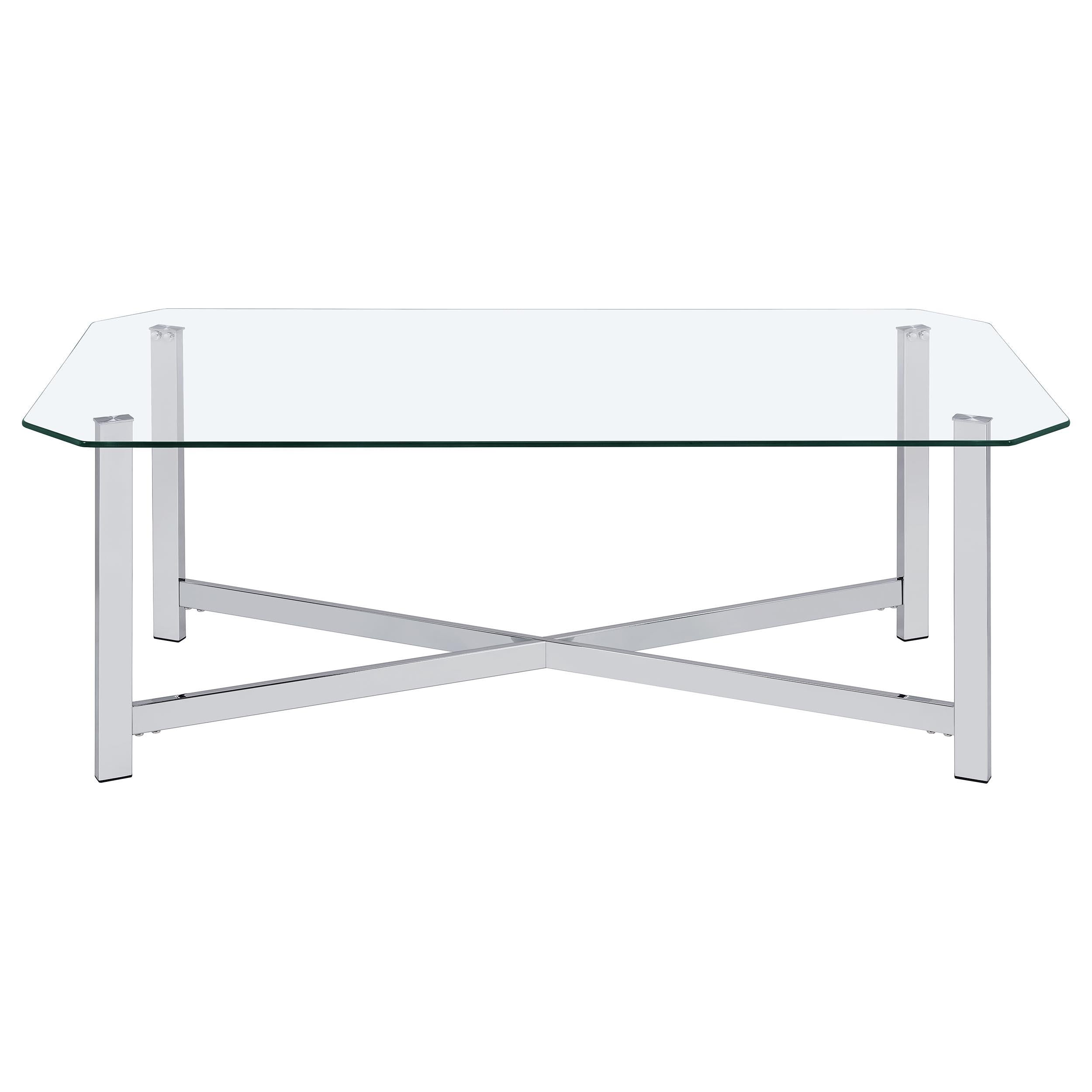  Coaster Furniture Cronin 706568-S2 2-piece Tempered Glass Top Coffee Table Set - Chrome IMAGE 4