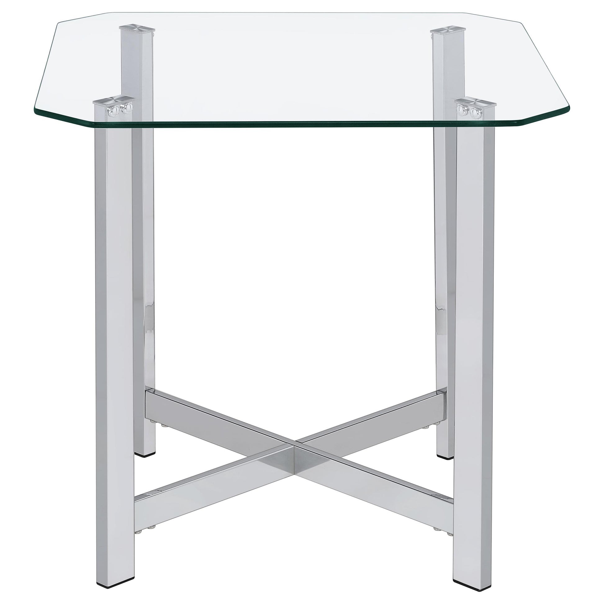  Coaster Furniture Cronin 706568-S2 2-piece Tempered Glass Top Coffee Table Set - Chrome IMAGE 6