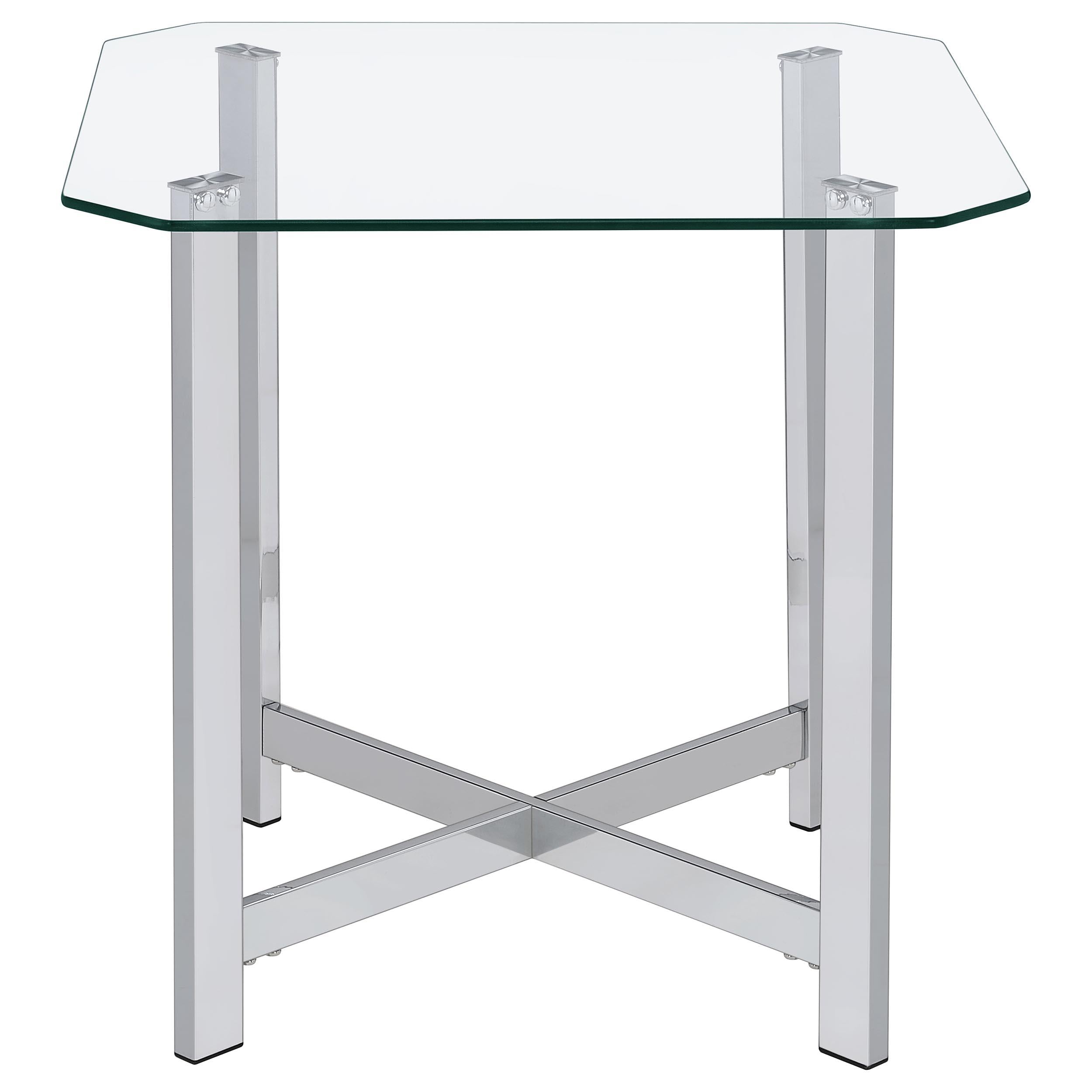  Coaster Furniture Cronin 706568-S2 2-piece Tempered Glass Top Coffee Table Set - Chrome IMAGE 6