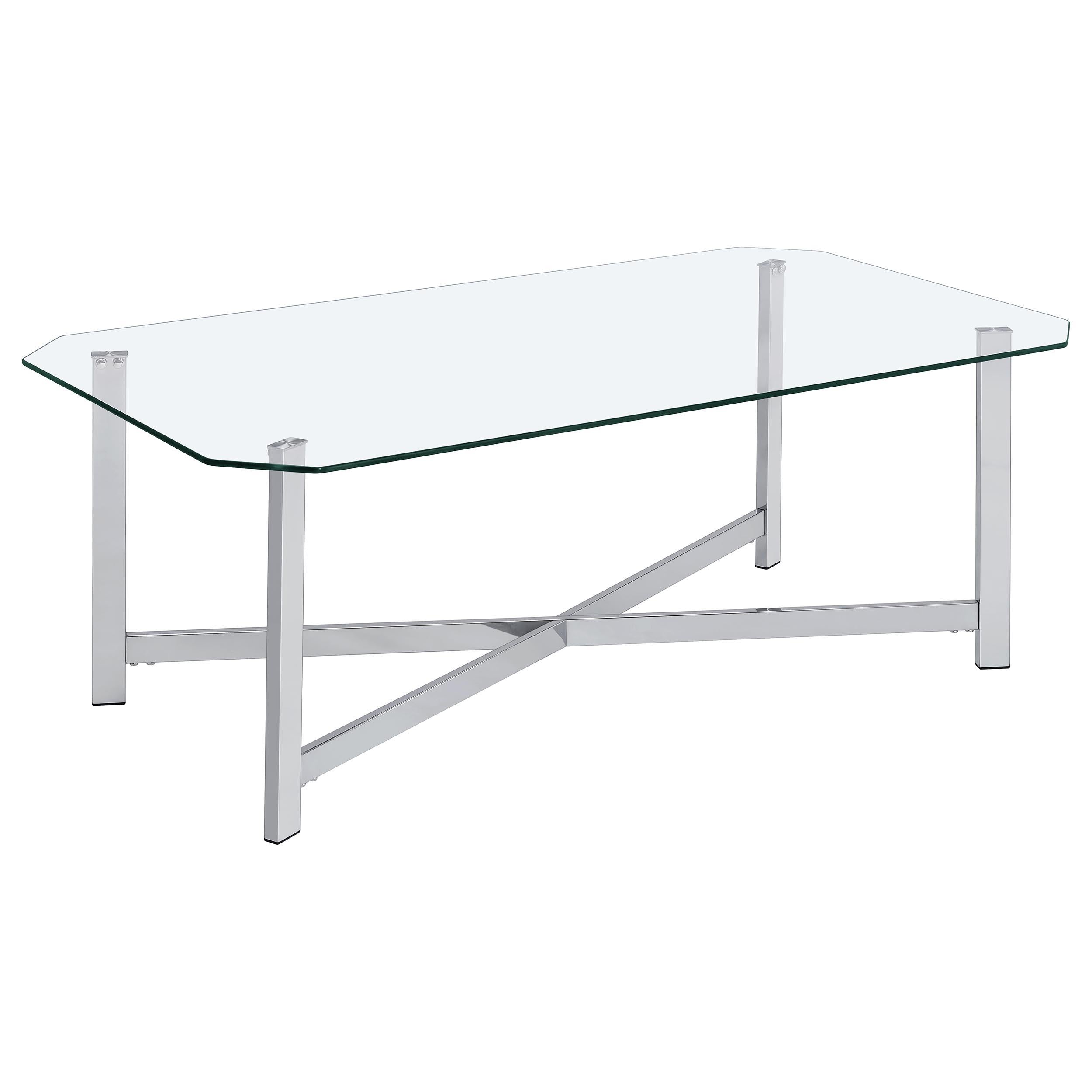  Coaster Furniture Cronin 706568-S2 2-piece Tempered Glass Top Coffee Table Set - Chrome IMAGE 7