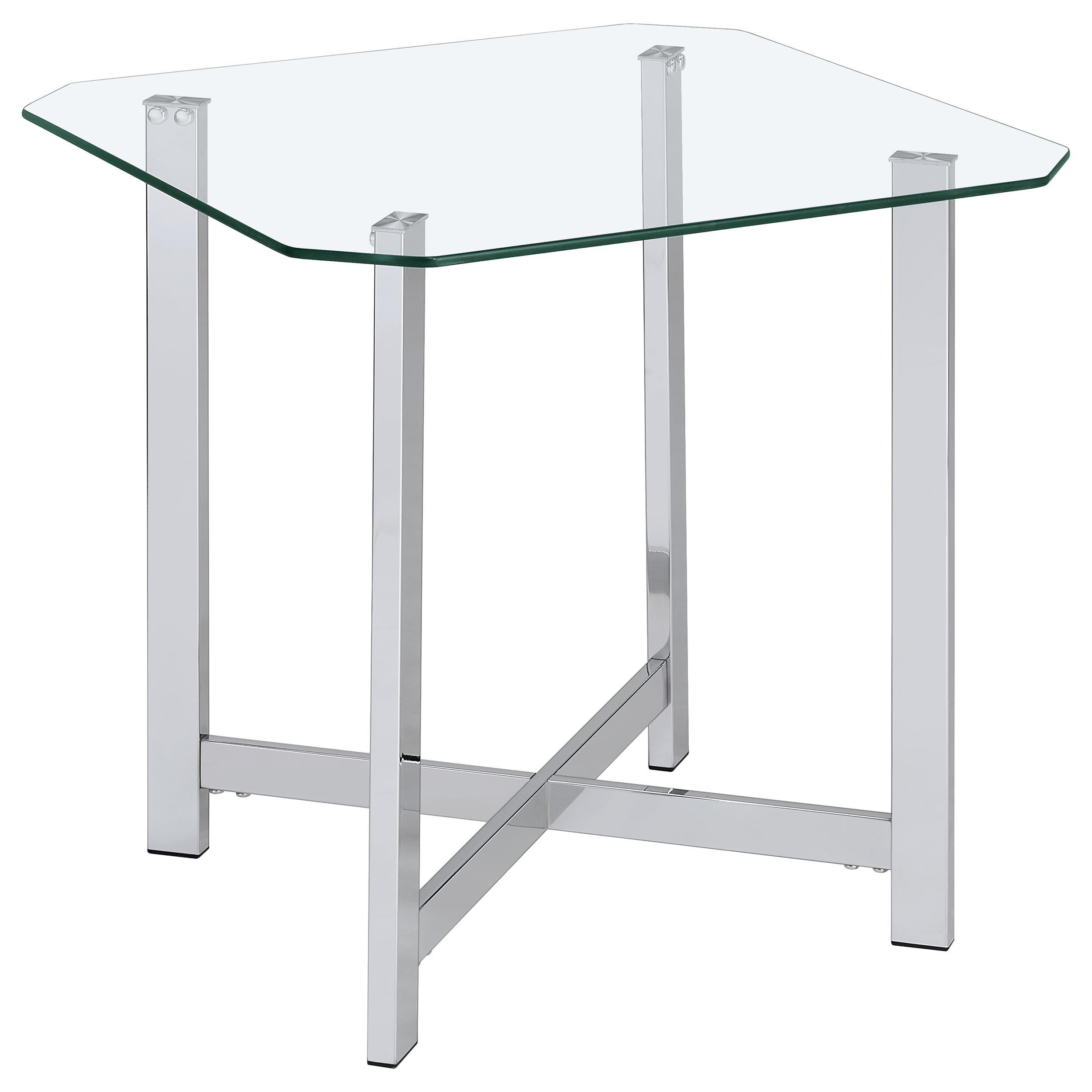  Coaster Furniture Cronin 706568-S3 3-piece Tempered Glass Top Coffee Table Set - Chrome IMAGE 10