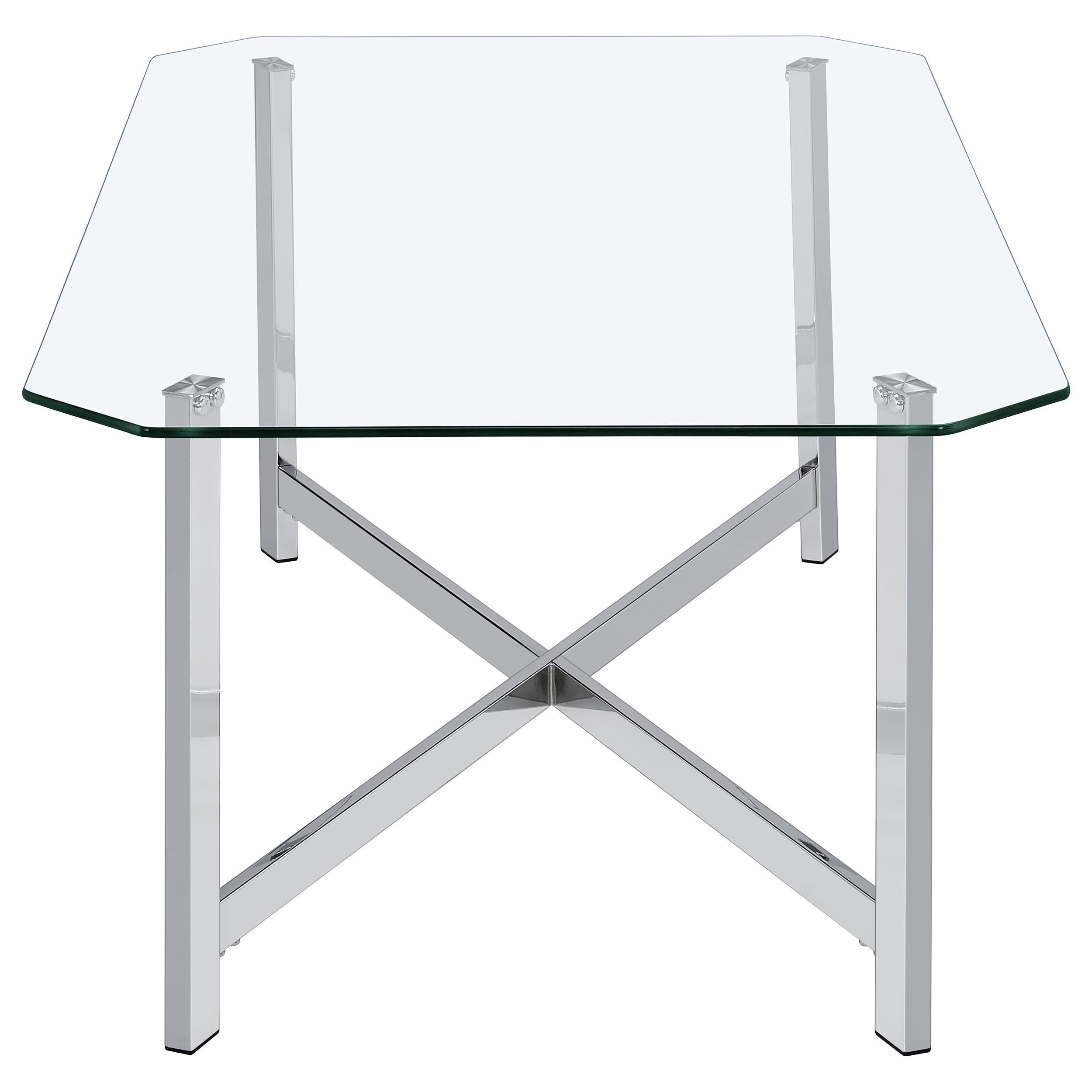  Coaster Furniture Cronin 706568-S3 3-piece Tempered Glass Top Coffee Table Set - Chrome IMAGE 7