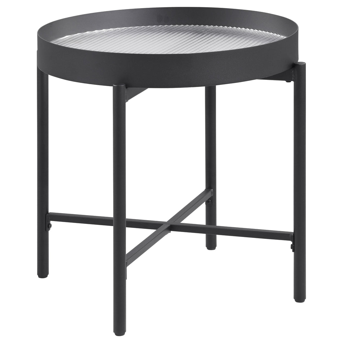  Coaster Furniture Ozella 707897 Round Side Table with Recessed Top - Sandy Black IMAGE 1