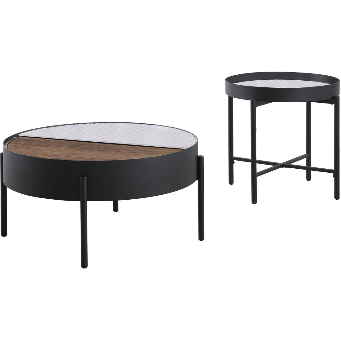  Coaster Furniture Ozella 707898-S2 2-piece Round Coffee and End Table Set - Sandy Black IMAGE 1