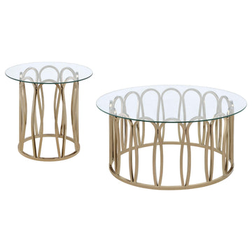  Coaster Furniture Monett 708058-S2 2-piece Coffee and End Table Set - Chocolate Chrome IMAGE 1