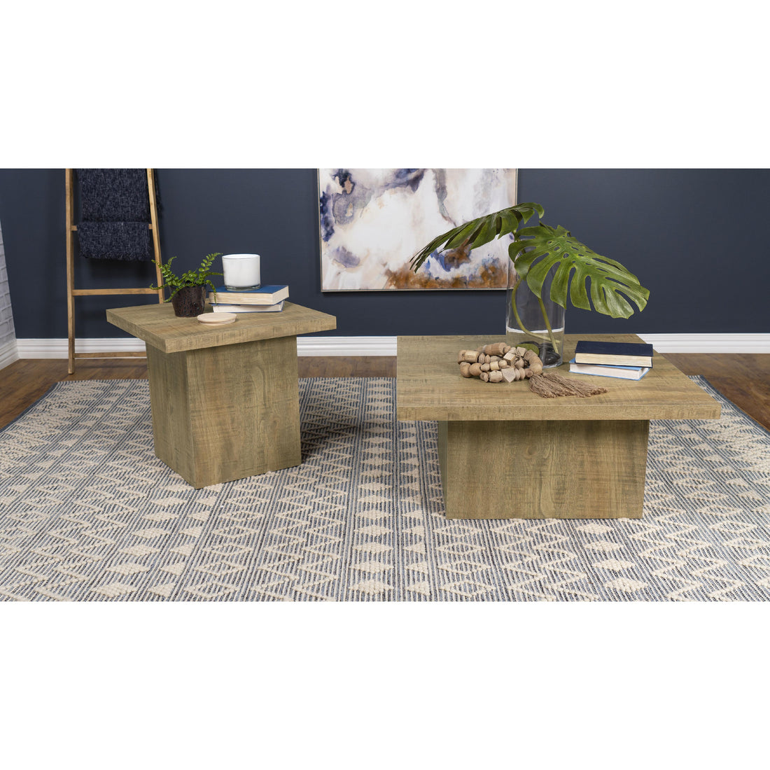  Coaster Furniture Devar 708068-S2 2-piece Square Coffee and End Table Set - Mango IMAGE 1