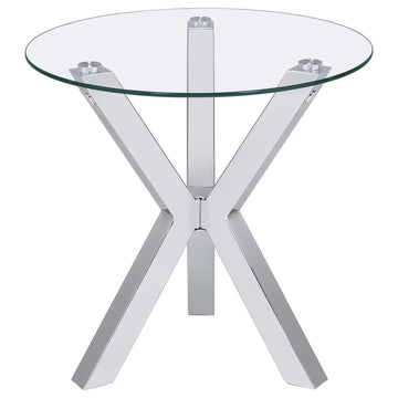  Coaster Furniture Kenzie 708127 Round Tempered Glass Top Side Table - Chrome IMAGE 1