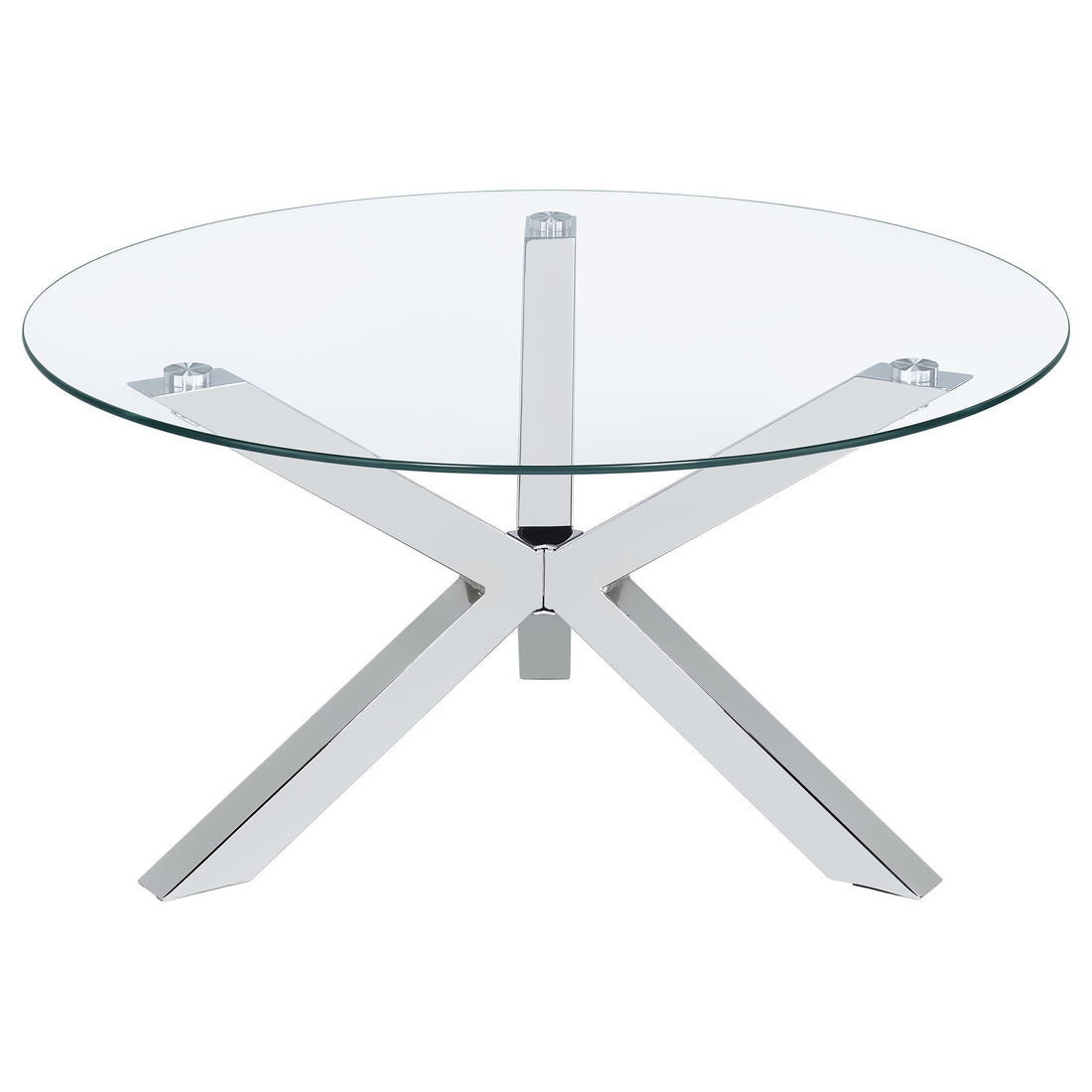  Coaster Furniture Kenzie 708128 Round Tempered Glass Top Coffee Table - Chrome IMAGE 1