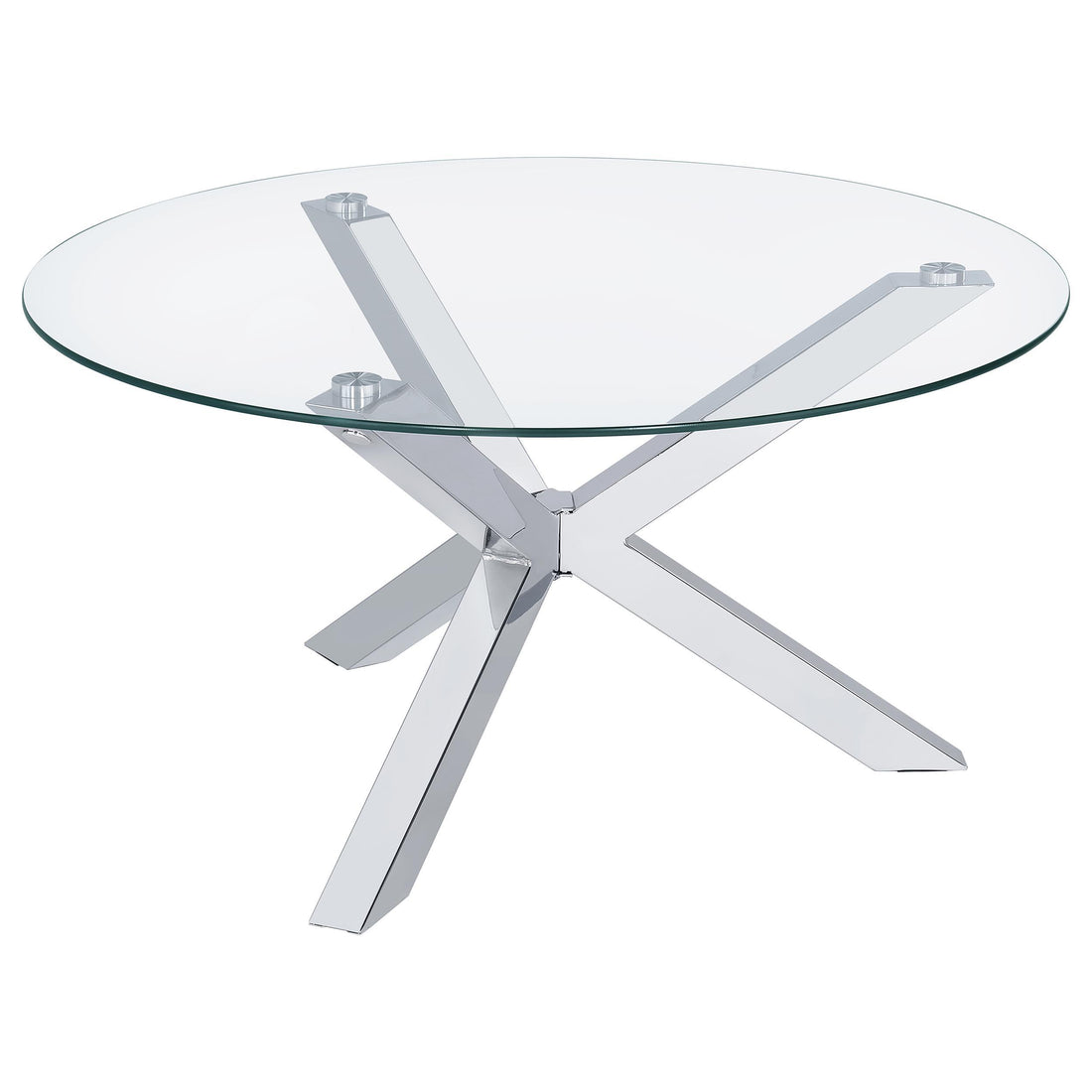  Coaster Furniture Kenzie 708128 Round Tempered Glass Top Coffee Table - Chrome IMAGE 1