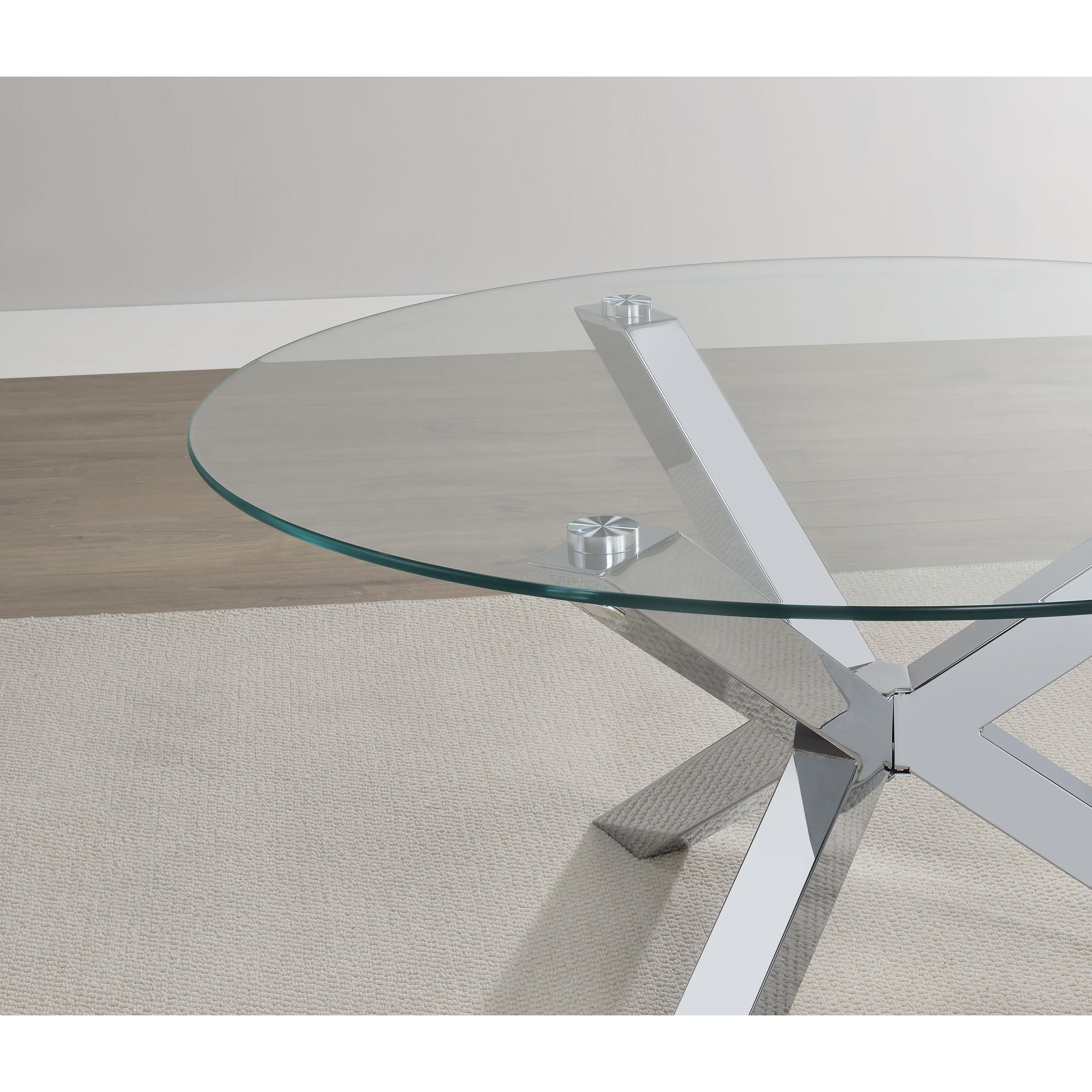  Coaster Furniture Kenzie 708128 Round Tempered Glass Top Coffee Table - Chrome IMAGE 3