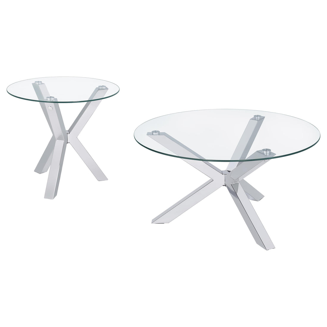  Coaster Furniture Kenzie 708128-S2 2-piece Round Coffee and End Table Set - Chrome IMAGE 1