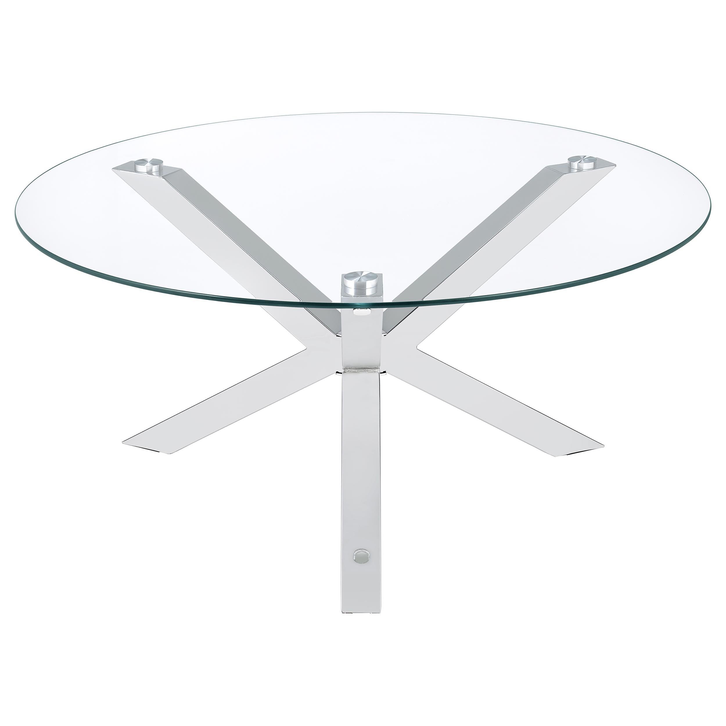  Coaster Furniture Kenzie 708128-S3 3-piece Round Coffee and End Table Set - Chrome IMAGE 6