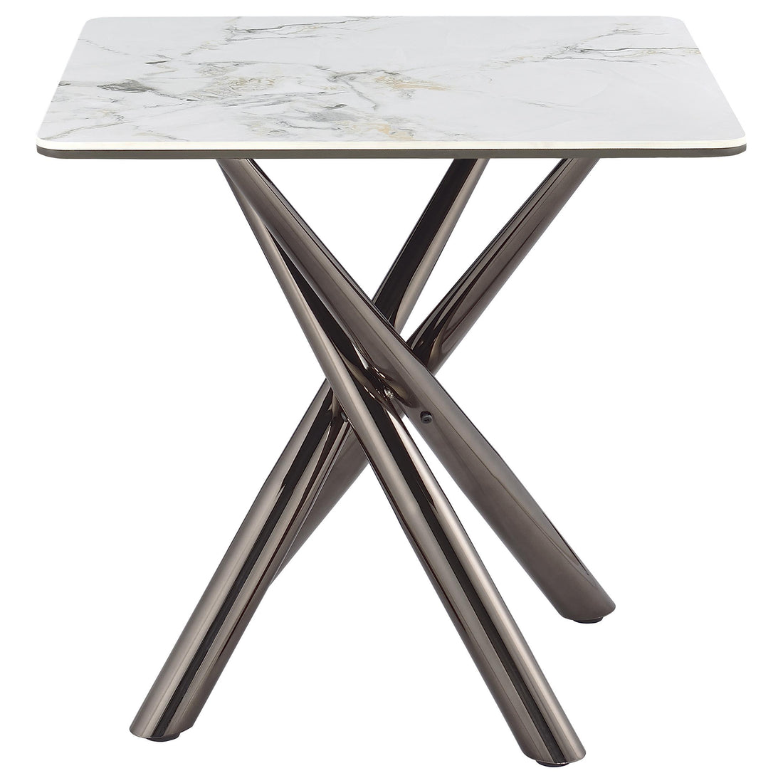  Coaster Furniture Carvell 708137 Square Sintered Stone Side Table Mirage - White IMAGE 1