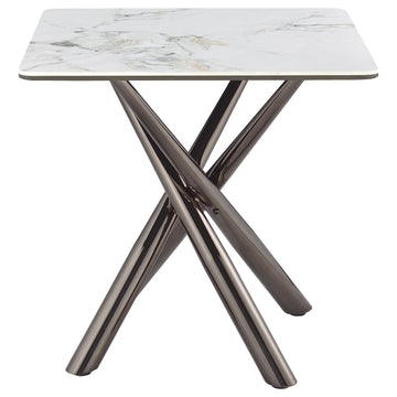  Coaster Furniture Carvell 708137 Square Sintered Stone Side Table Mirage - White IMAGE 1