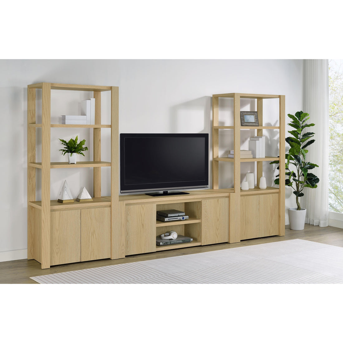  Coaster Furniture Laurelton 708222-SET 3-piece Entertainment Center TV Stand - Light Oak IMAGE 1
