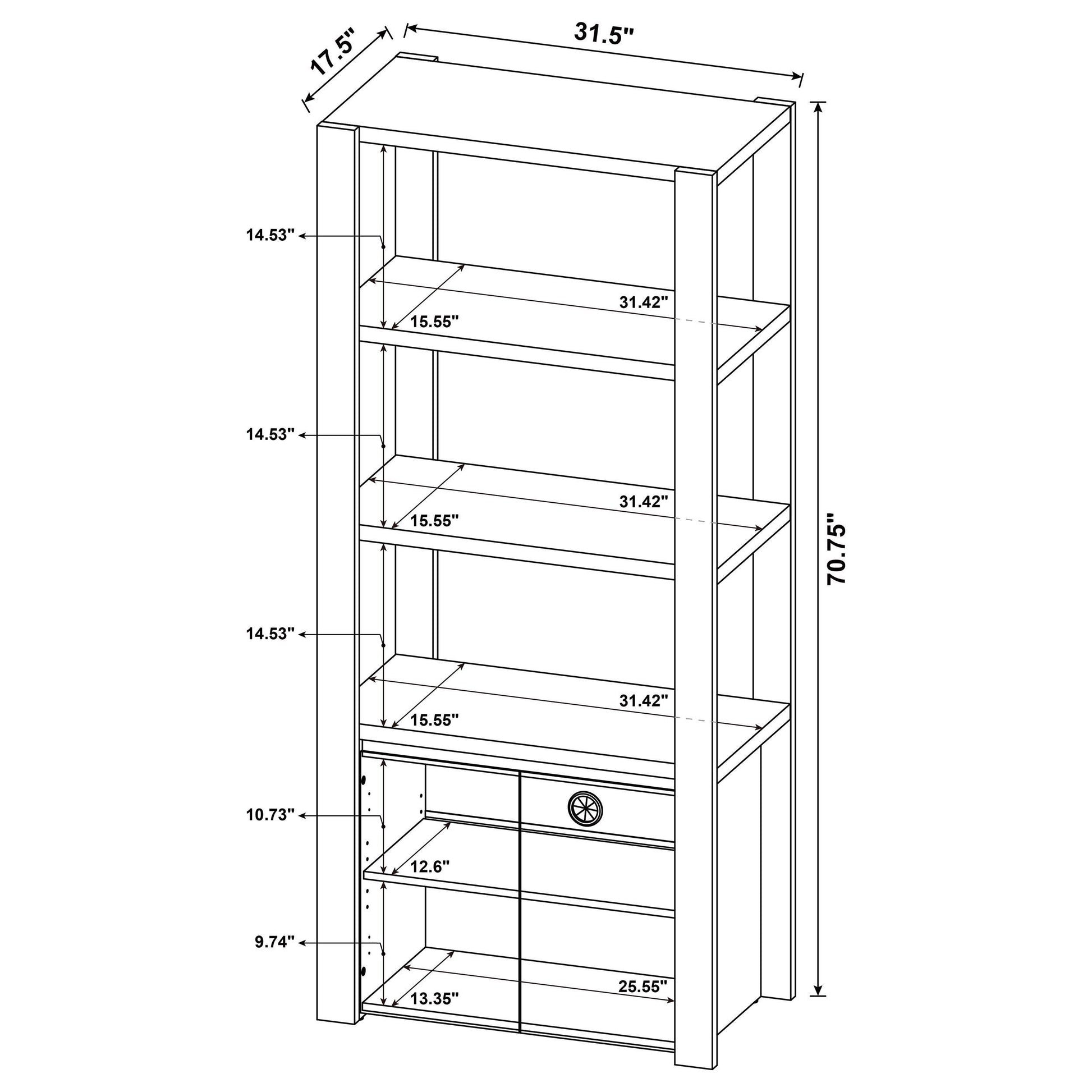  Coaster Furniture Laurelton 708224 3-shelf Media Tower Tall Pier Cabinet - Light Oak IMAGE 8