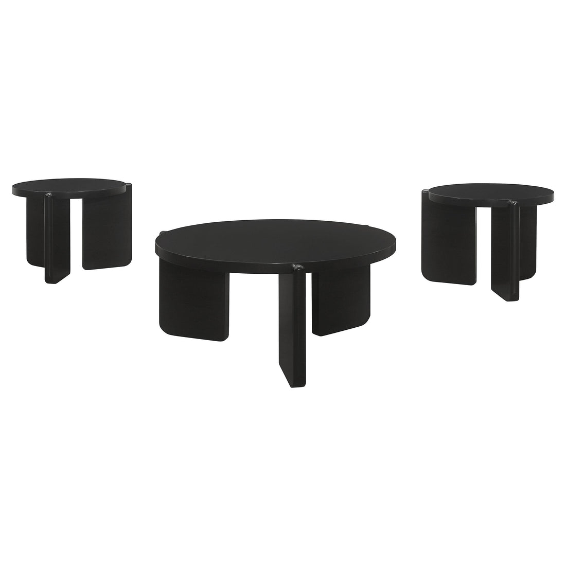  Coaster Furniture Cordova 709678-S3 3-piece Solid Wood Coffee and End Table Set - Black IMAGE 1