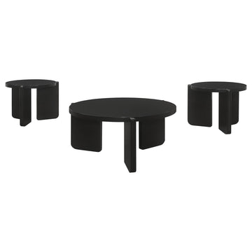  Coaster Furniture Cordova 709678-S3 3-piece Solid Wood Coffee and End Table Set - Black IMAGE 1