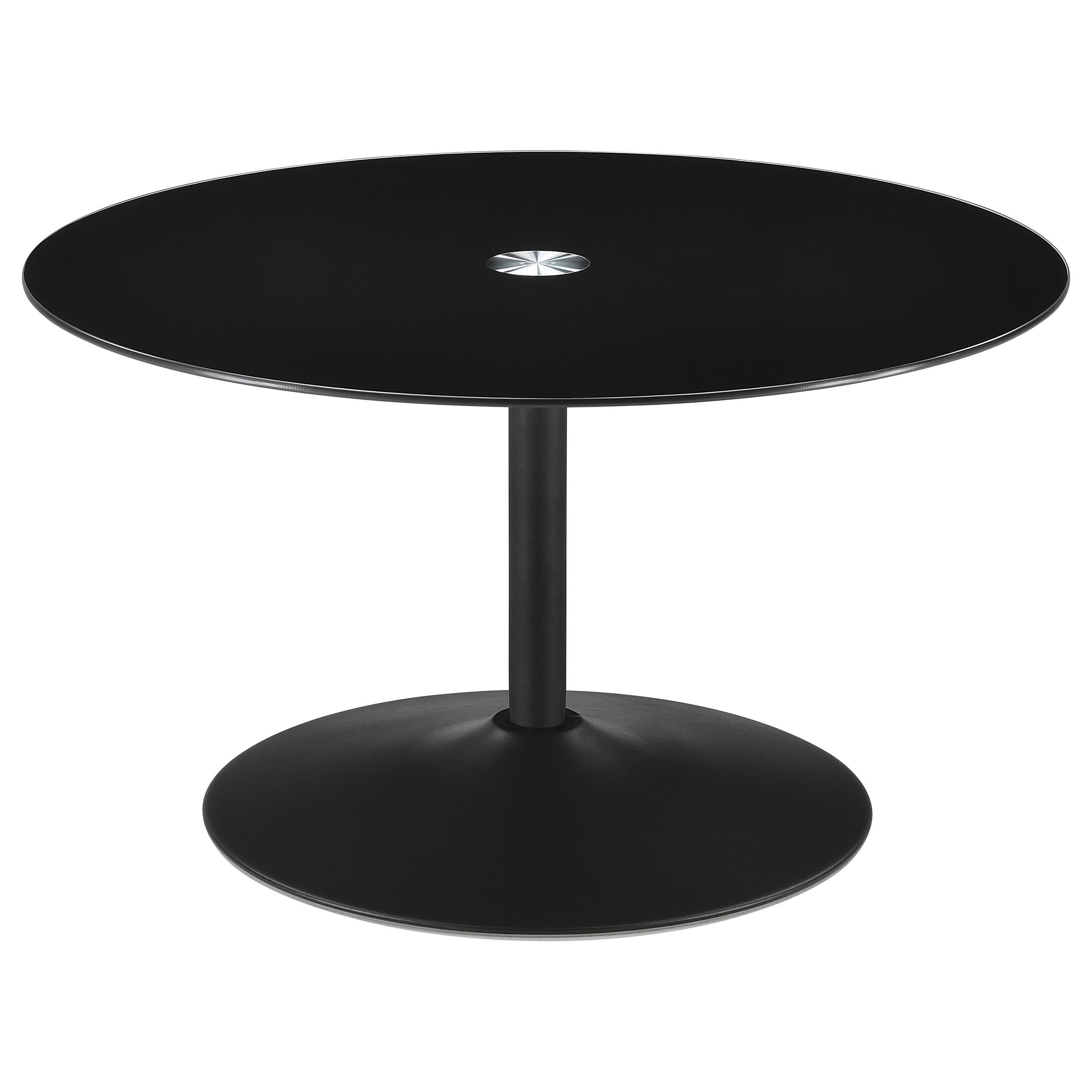  Coaster Furniture Ganso 709688-S2 2-piece Round Glass Top Coffee and End Table Set - Black IMAGE 4