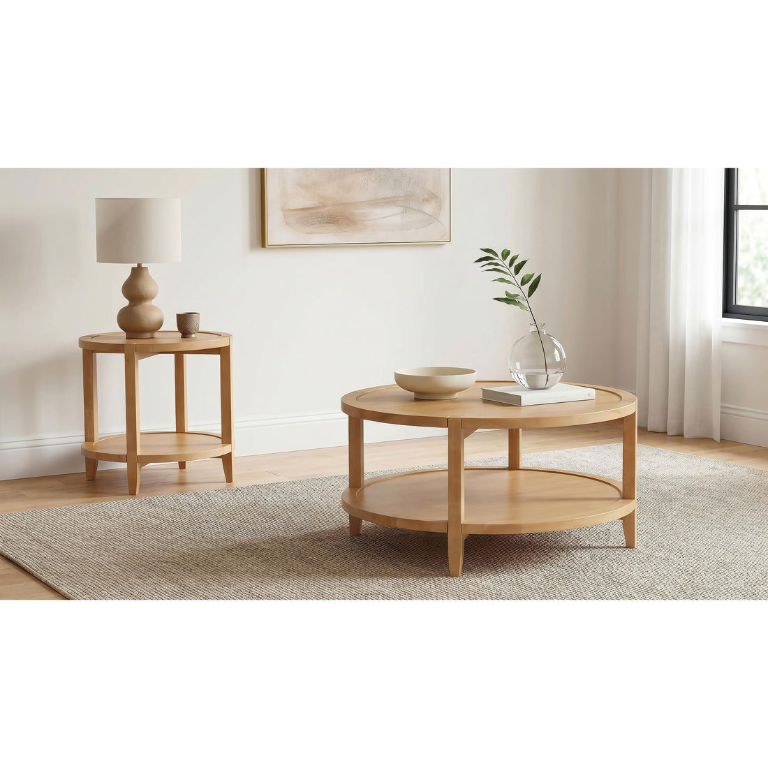  Coaster Furniture Camillo 709698-S2 2-piece Round Coffee and End Table Set - Maple IMAGE 1