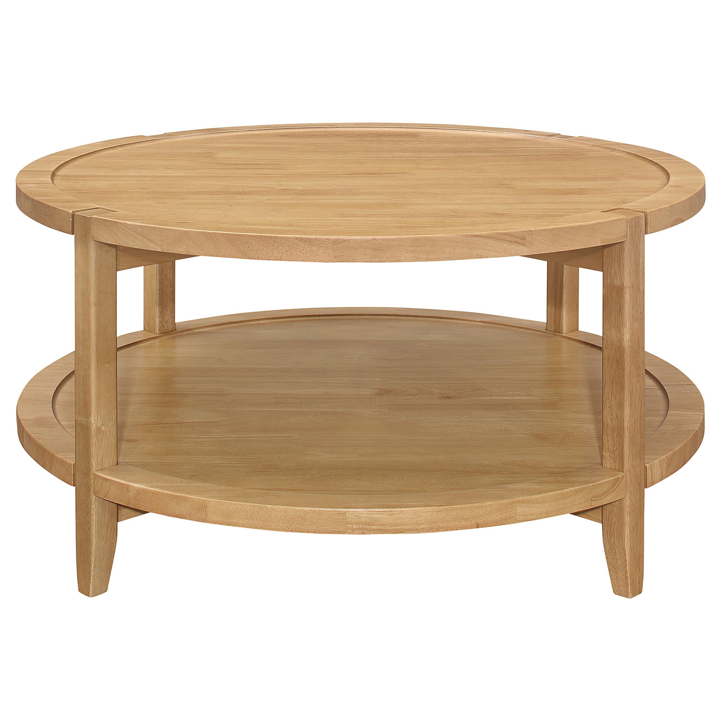  Coaster Furniture Camillo 709698-S2 2-piece Round Coffee and End Table Set - Maple IMAGE 4