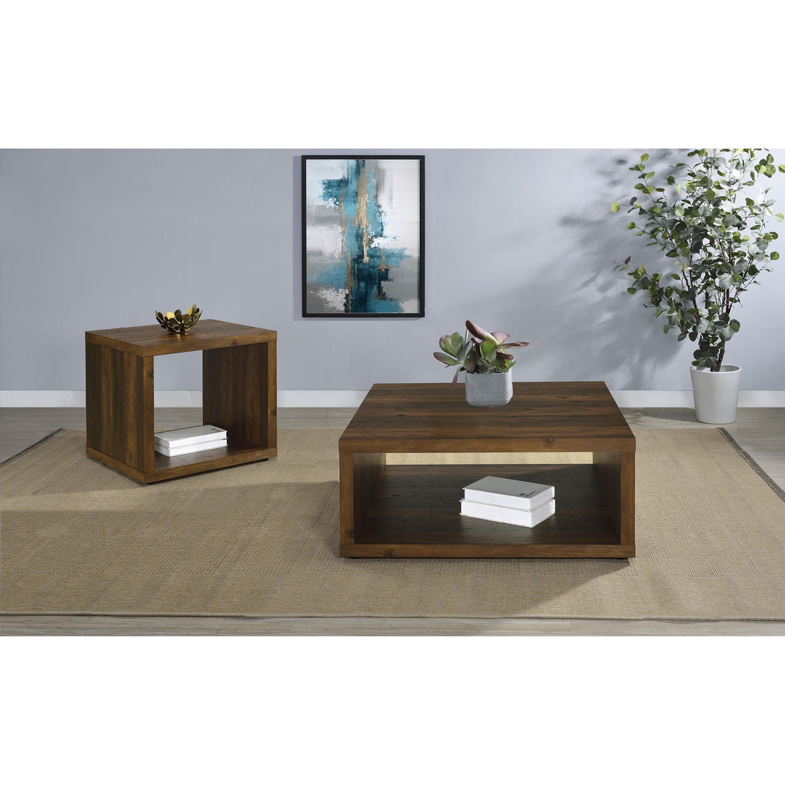  Coaster Furniture Frisco 710508-S2 2-piece Coffee and End Table Set - Dark Pine IMAGE 1