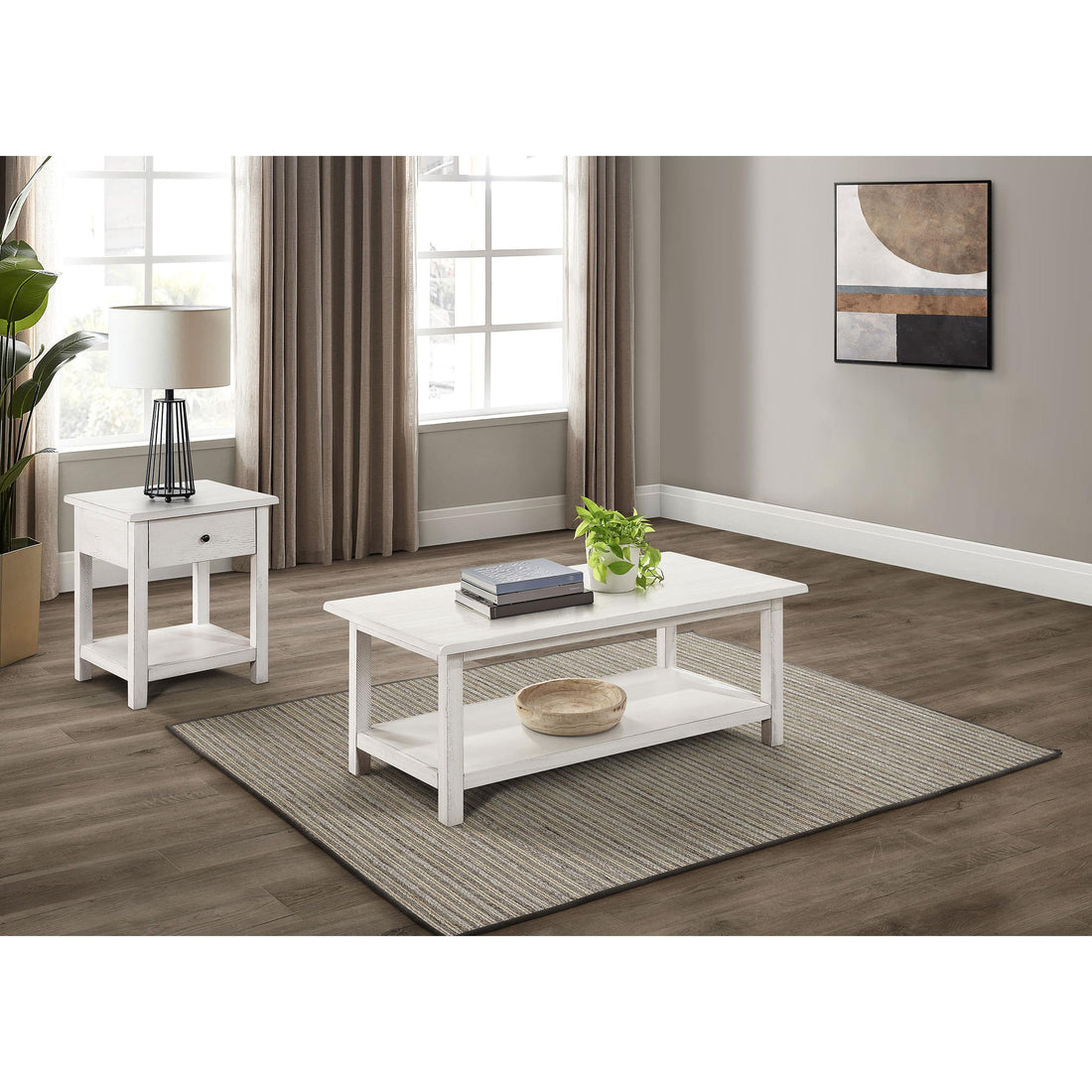  Coaster Furniture Payne 710558-S2 2-piece Coffee and 1-drawer End Table Set - White IMAGE 1