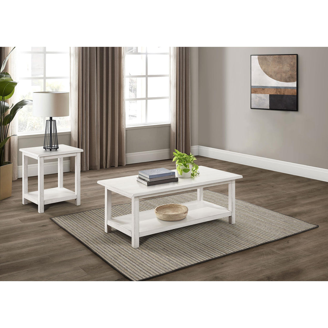 Coaster Furniture Payne 710558-S2A 2-piece Coffee and End Table Set - Distressed White IMAGE 1