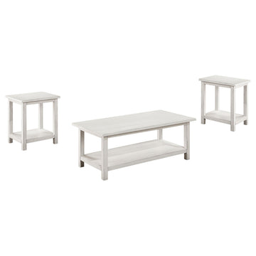  Coaster Furniture Payne 710558-S3A 3-piece Coffee and End Table Set - Distressed White IMAGE 1