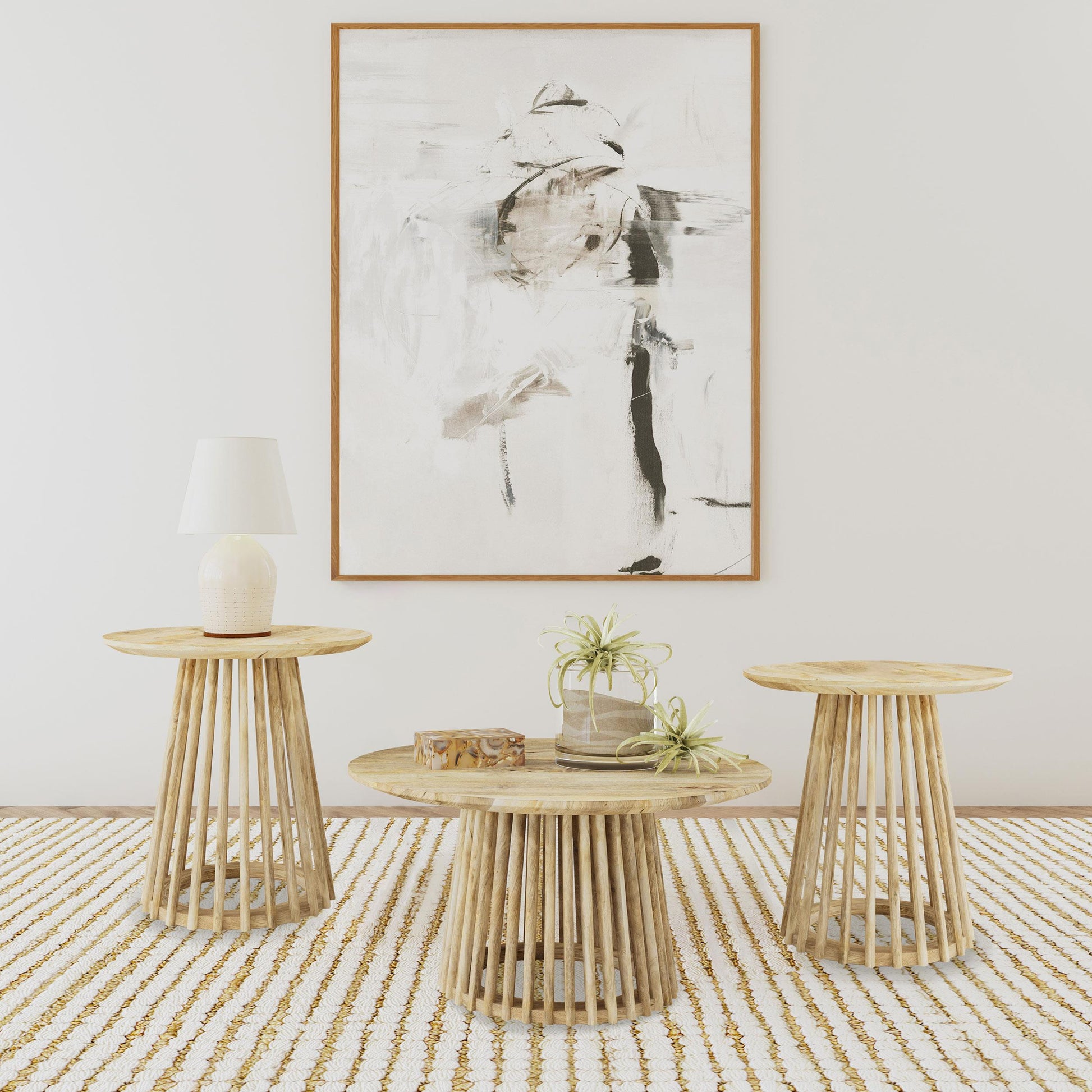  Coaster Furniture Touhy 710608-S3 3-piece Round Coffee and End Table Set - Natural Mango IMAGE 2