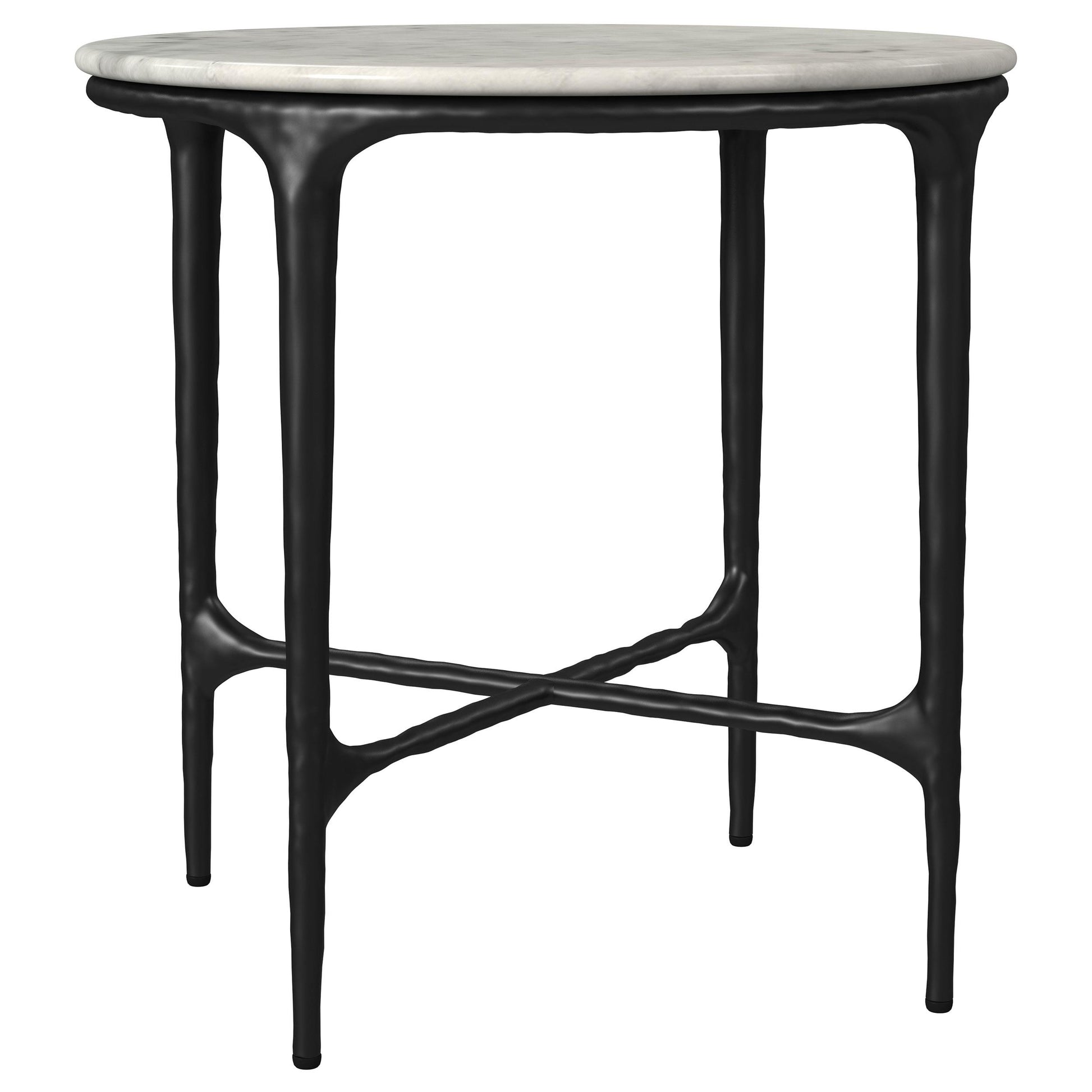  Coaster Furniture Hermas 710737 Round Genuine Marble Top Metal Side Table - White IMAGE 3