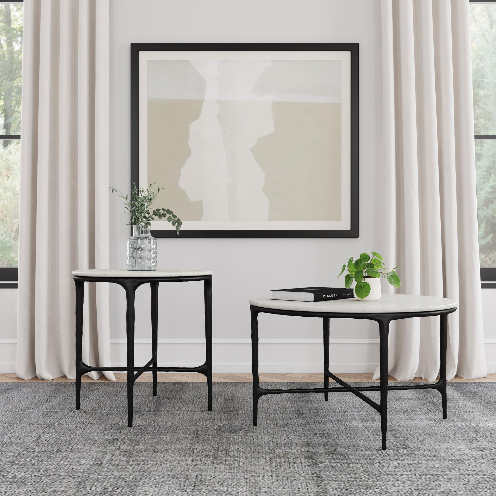  Coaster Furniture Hermas 710738 Round Genuine Marble Top Metal Coffee Table - White IMAGE 8