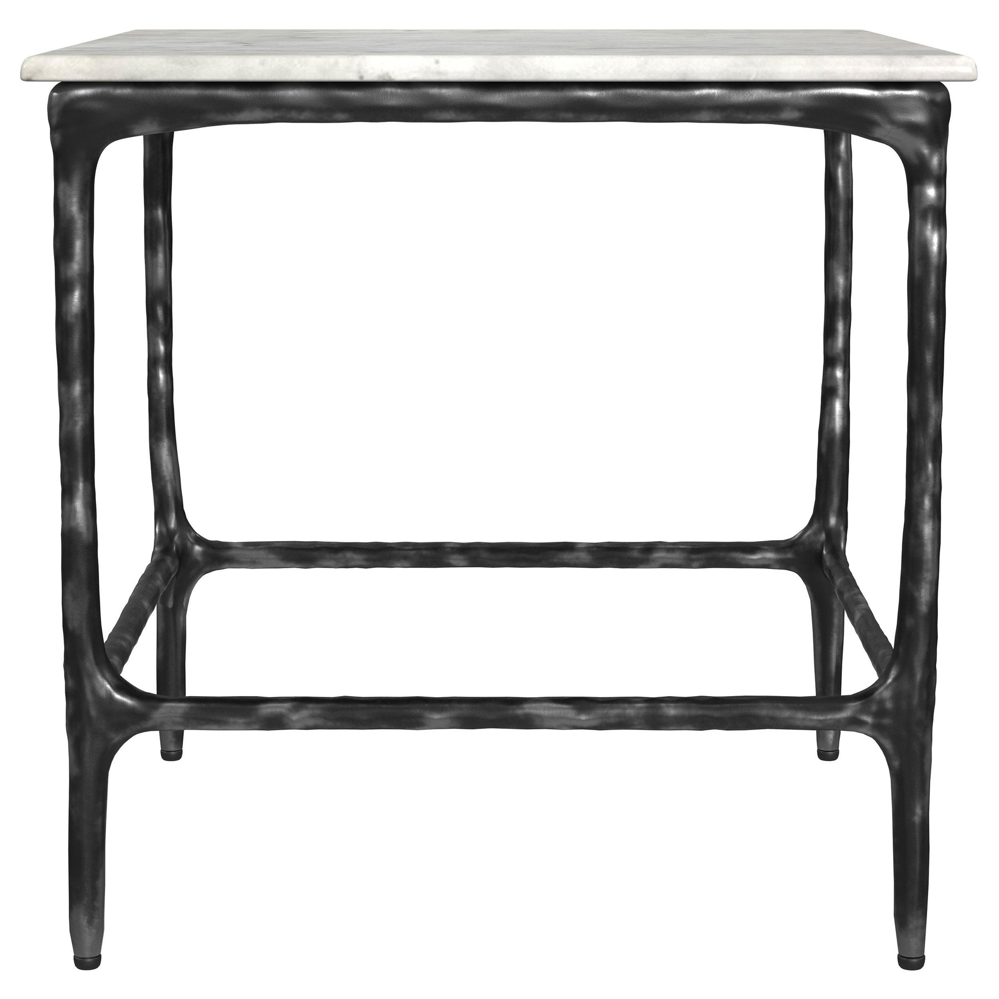  Coaster Furniture Ebby 710747 Square Genuine Marble Top Metal End Table - White IMAGE 2