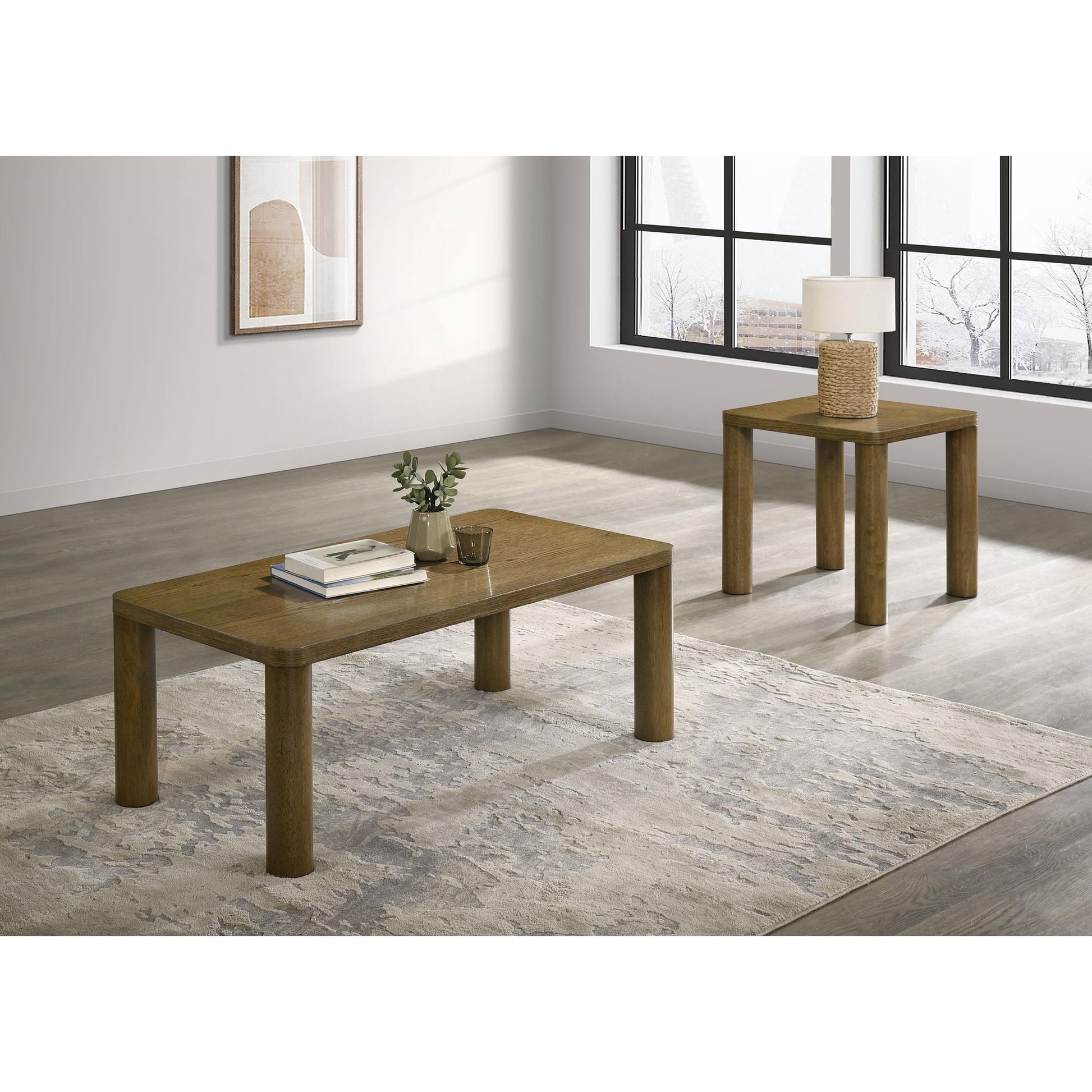  Coaster Furniture Castlewood 710858 Engineered Wood Coffee Table - Brown Oak IMAGE 9