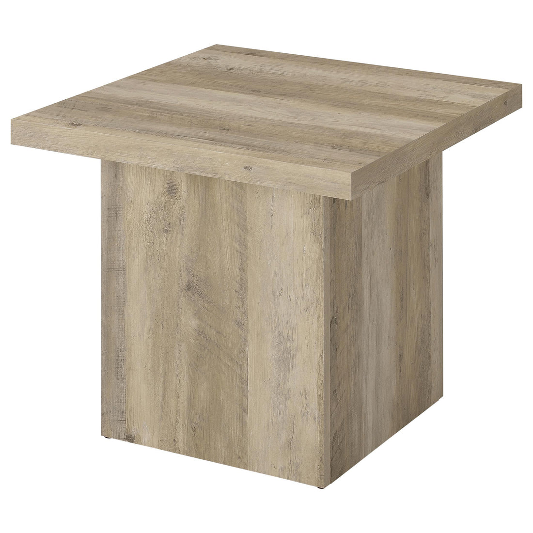  Coaster Furniture Devar 710877 Square Engineered Wood End Table - Distressed Pine IMAGE 1