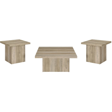  Coaster Furniture Devar 710878-S3 3-piece Square Coffee End Table Set - Distressed Pine IMAGE 1