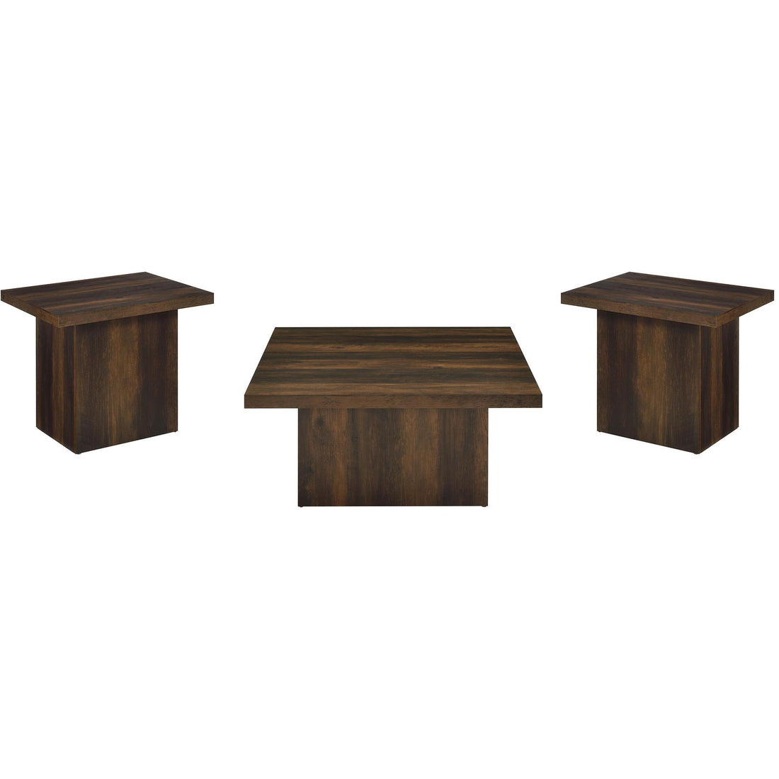  Coaster Furniture Devar 710888-S3 3-piece Square Coffee and End Table Set - Dark Pine IMAGE 1