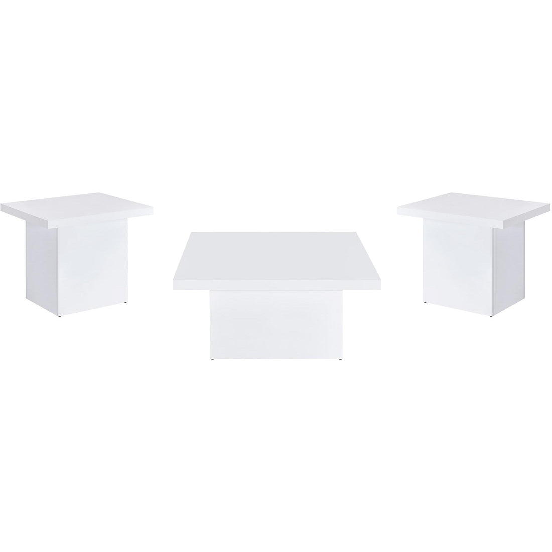  Coaster Furniture Devar 710898-S3 3-piece Square Coffee End Table Set - White High Gloss IMAGE 1