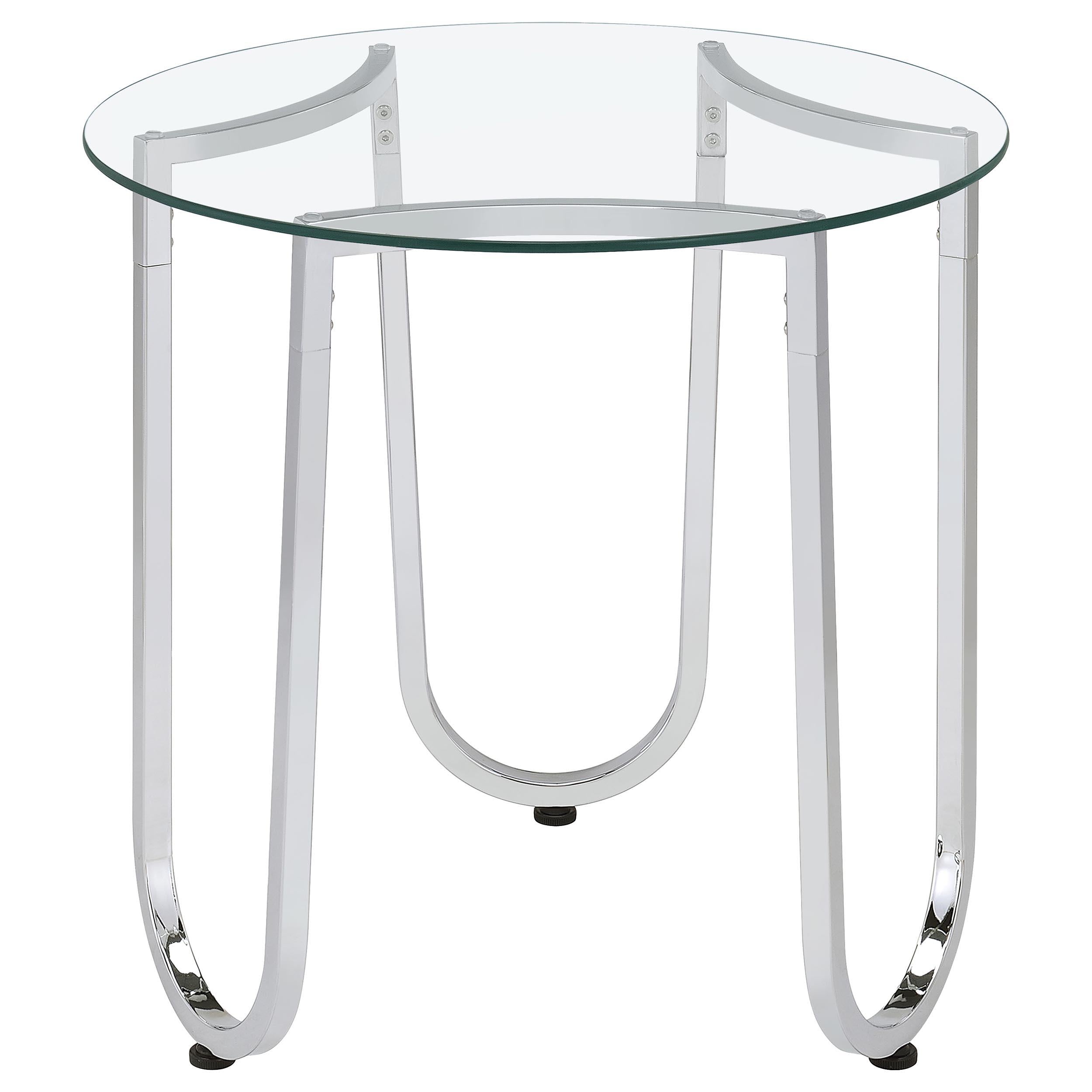  Coaster Furniture Beller 710907 Round Tempered Glass Top Side Table - Chrome IMAGE 1
