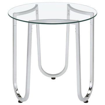  Coaster Furniture Beller 710907 Round Tempered Glass Top Side Table - Chrome IMAGE 1
