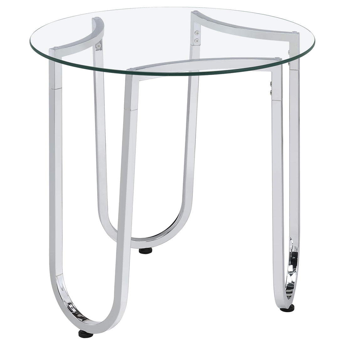  Coaster Furniture Beller 710907 Round Tempered Glass Top Side Table - Chrome IMAGE 1